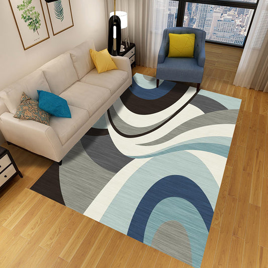 Stylish Abstract Rug Multicolor Novelty Rug Polyester Washable Anti-Slip Carpet for Living Room Blue Clearhalo 'Area Rug' 'Modern' 'Rugs' Rug' 1767934