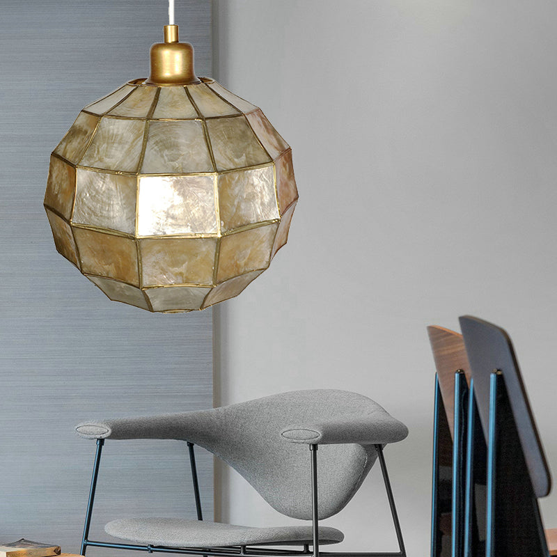 Gold Oval/Globe Ceiling Pendant Light Modernism 1 Light Shell Hanging Lamp Kit for Living Room Gold A Clearhalo 'Ceiling Lights' 'Modern Pendants' 'Modern' 'Pendant Lights' 'Pendants' Lighting' 176798