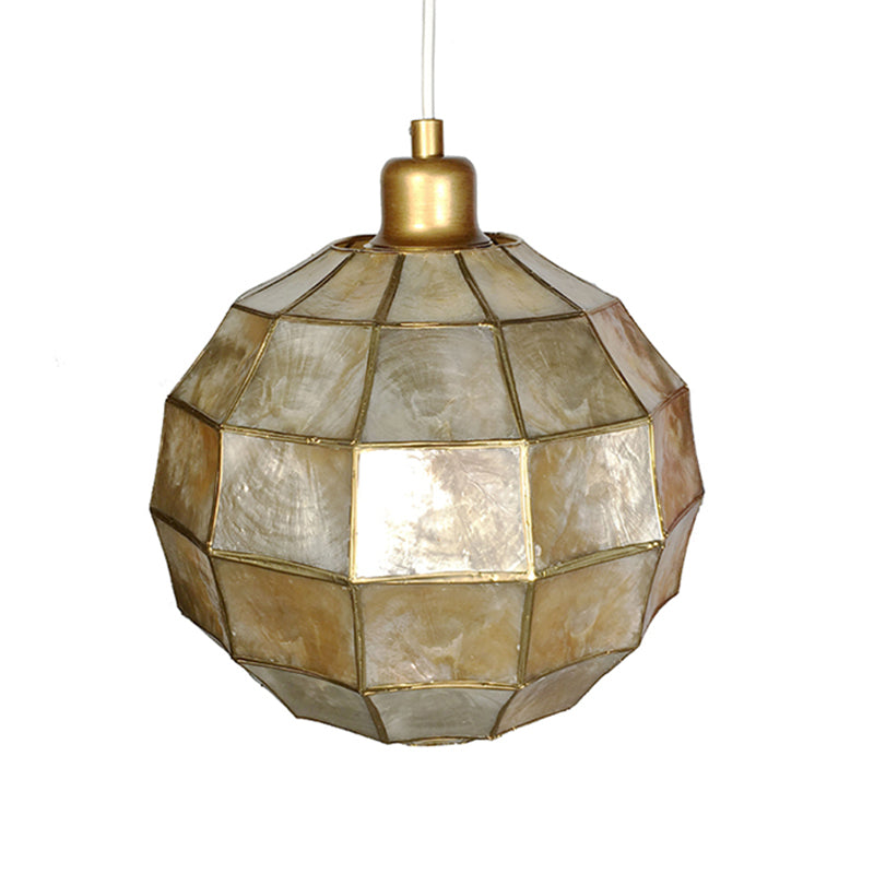 Gold Oval/Globe Ceiling Pendant Light Modernism 1 Light Shell Hanging Lamp Kit for Living Room Clearhalo 'Ceiling Lights' 'Modern Pendants' 'Modern' 'Pendant Lights' 'Pendants' Lighting' 176800