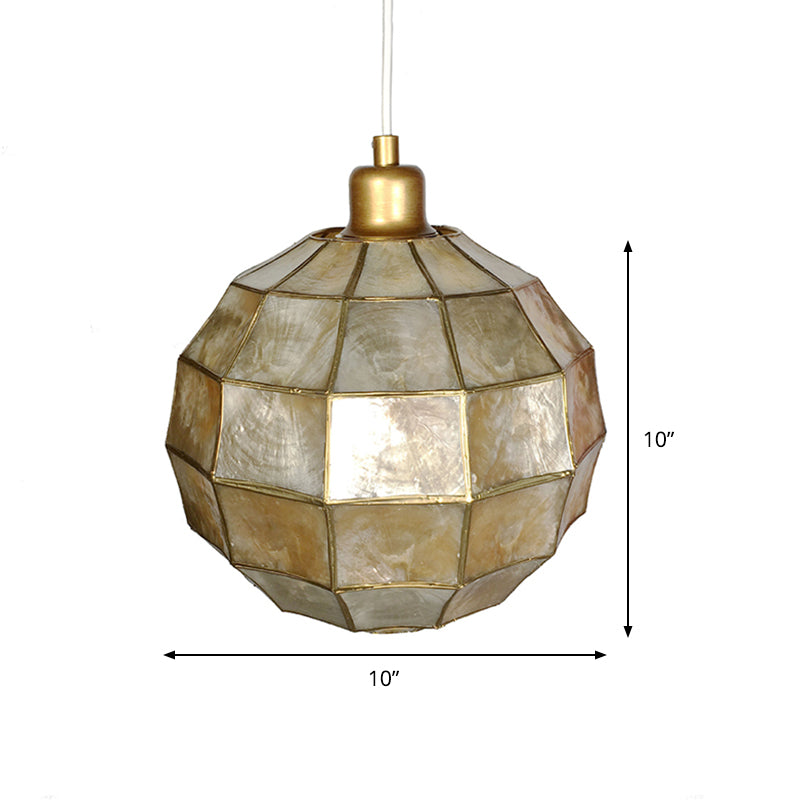 Gold Oval/Globe Ceiling Pendant Light Modernism 1 Light Shell Hanging Lamp Kit for Living Room Clearhalo 'Ceiling Lights' 'Modern Pendants' 'Modern' 'Pendant Lights' 'Pendants' Lighting' 176801