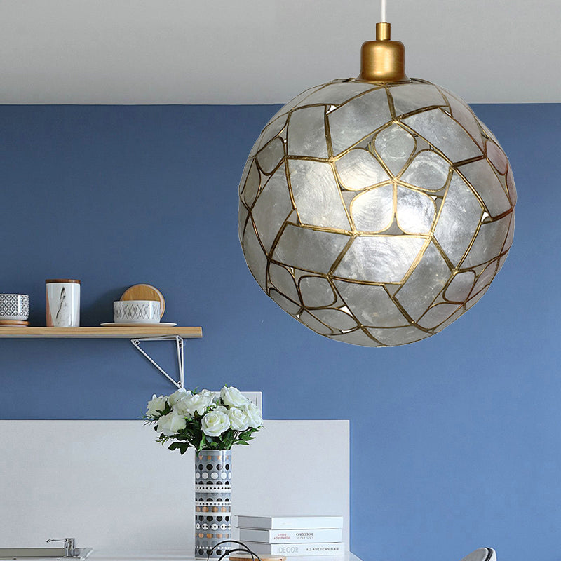 1 Light Dining Room Hanging Ceiling Light with Ball Shell Shade Gold Pendant Lamp Gold C Clearhalo 'Ceiling Lights' 'Modern Pendants' 'Modern' 'Pendant Lights' 'Pendants' Lighting' 176810