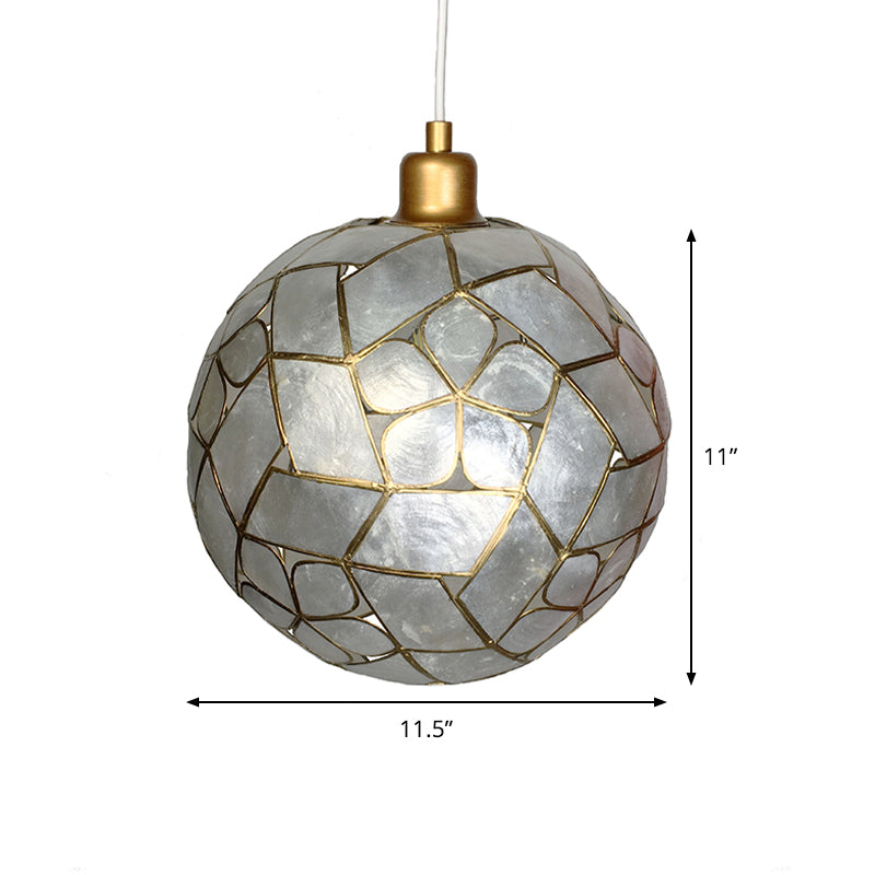 1 Light Dining Room Hanging Ceiling Light with Ball Shell Shade Gold Pendant Lamp Clearhalo 'Ceiling Lights' 'Modern Pendants' 'Modern' 'Pendant Lights' 'Pendants' Lighting' 176813