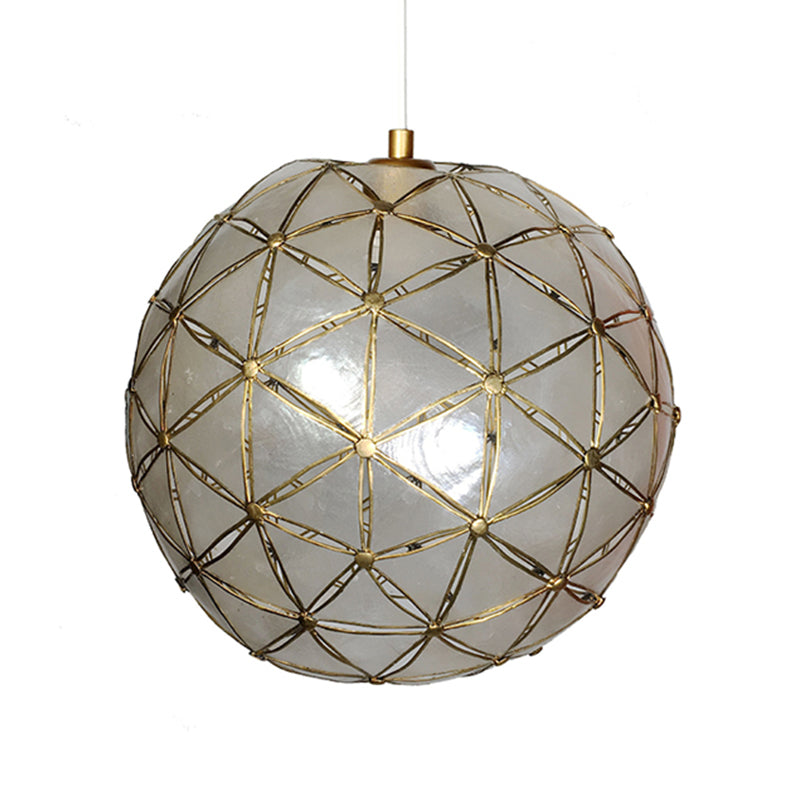 1 Light Dining Room Hanging Ceiling Light with Ball Shell Shade Gold Pendant Lamp Clearhalo 'Ceiling Lights' 'Modern Pendants' 'Modern' 'Pendant Lights' 'Pendants' Lighting' 176816