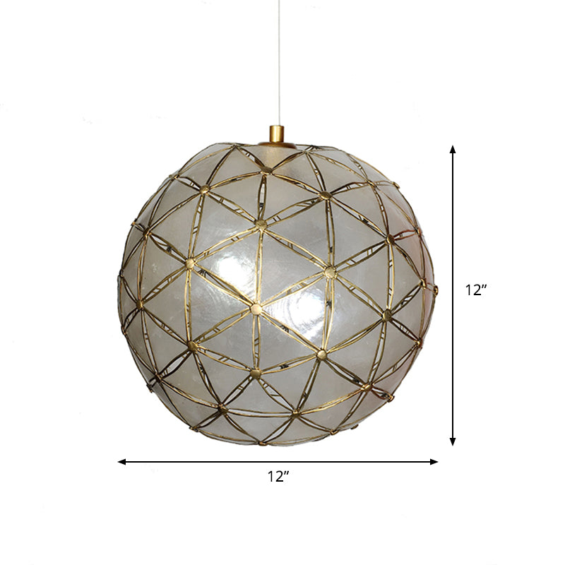 1 Light Dining Room Hanging Ceiling Light with Ball Shell Shade Gold Pendant Lamp Clearhalo 'Ceiling Lights' 'Modern Pendants' 'Modern' 'Pendant Lights' 'Pendants' Lighting' 176817