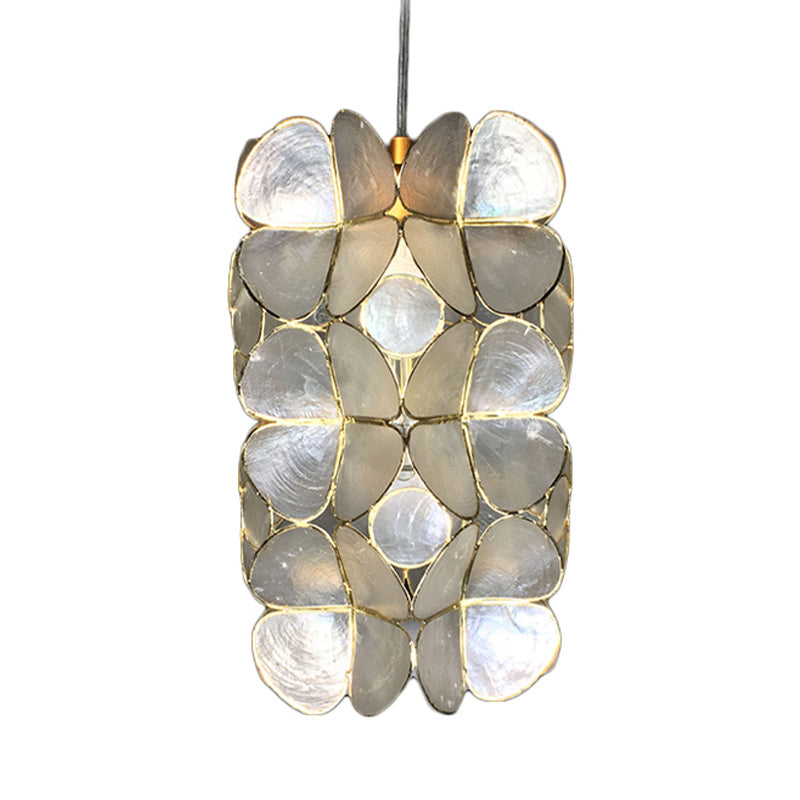 Cylinder Shell Hanging Pendant Light Simple 1 Light Silver Suspension Pendant for Living Room Clearhalo 'Ceiling Lights' 'Modern Pendants' 'Modern' 'Pendant Lights' 'Pendants' Lighting' 176844