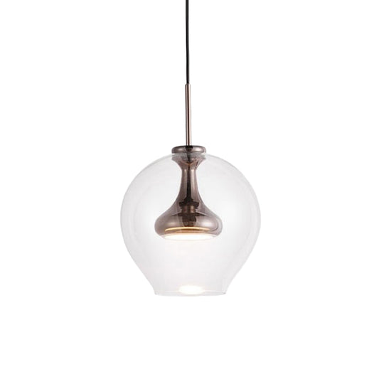 Sphere Clear Glass Pendant Light Contemporary 1 Light Nickle/Gold/Rose Gold Led Hanging Lamp Kit in White/Warm Light Clearhalo 'Ceiling Lights' 'Glass shade' 'Glass' 'Modern Pendants' 'Modern' 'Pendant Lights' 'Pendants' Lighting' 176941