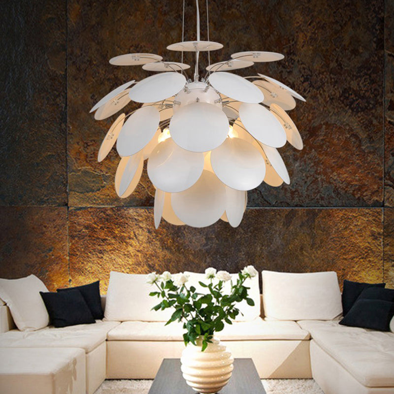 21.5"/25.5" W Pinecone Ceiling Hanging Light Contemporary Style Metallic 1 Light White Pendant Lamp White Clearhalo 'Ceiling Lights' 'Modern Pendants' 'Modern' 'Pendant Lights' 'Pendants' Lighting' 176988