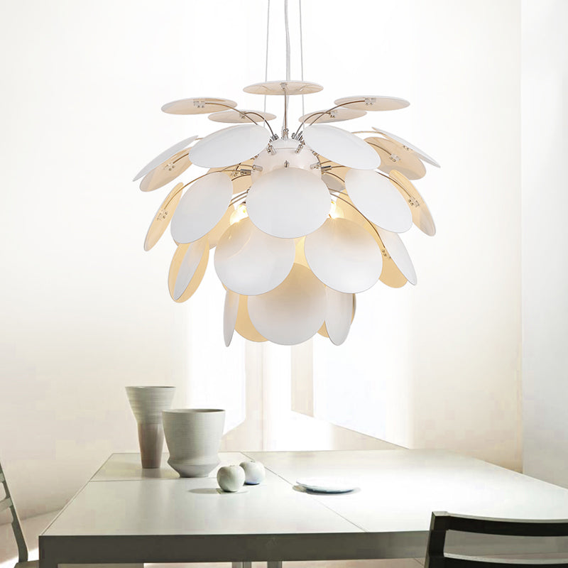 21.5"/25.5" W Pinecone Ceiling Hanging Light Contemporary Style Metallic 1 Light White Pendant Lamp Clearhalo 'Ceiling Lights' 'Modern Pendants' 'Modern' 'Pendant Lights' 'Pendants' Lighting' 176989