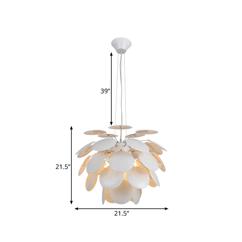 21.5"/25.5" W Pinecone Ceiling Hanging Light Contemporary Style Metallic 1 Light White Pendant Lamp Clearhalo 'Ceiling Lights' 'Modern Pendants' 'Modern' 'Pendant Lights' 'Pendants' Lighting' 176992