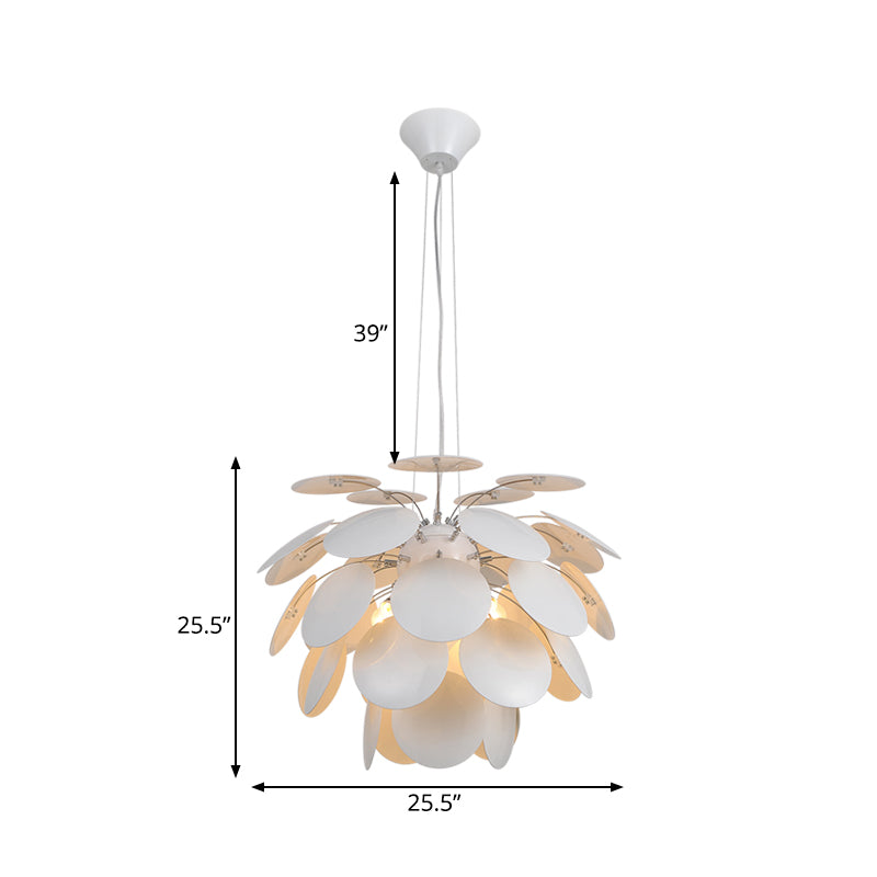 21.5"/25.5" W Pinecone Ceiling Hanging Light Contemporary Style Metallic 1 Light White Pendant Lamp Clearhalo 'Ceiling Lights' 'Modern Pendants' 'Modern' 'Pendant Lights' 'Pendants' Lighting' 176993