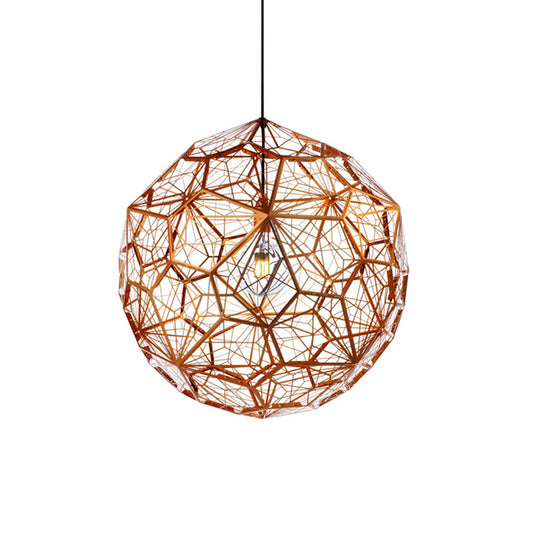 12"/16"/19.5"W Faceted Globe Pendant Lighting Contemporary Metal 1 Light Rose Gold Hanging Ceiling Light Clearhalo 'Ceiling Lights' 'Modern Pendants' 'Modern' 'Pendant Lights' 'Pendants' Lighting' 176997