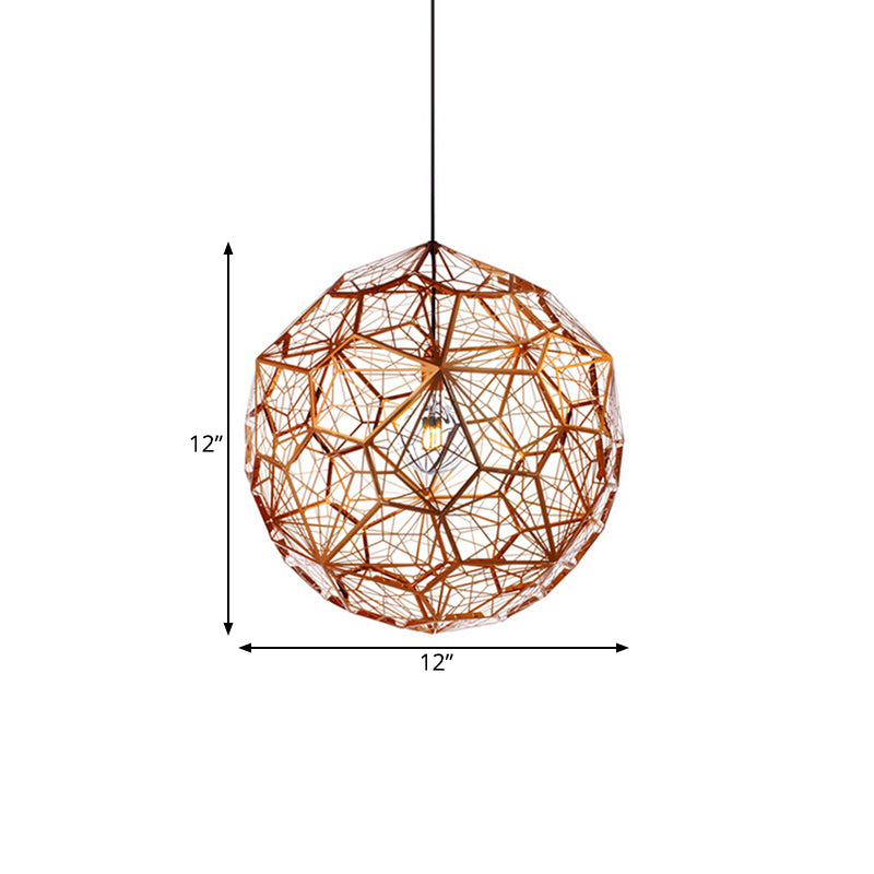 12"/16"/19.5"W Faceted Globe Pendant Lighting Contemporary Metal 1 Light Rose Gold Hanging Ceiling Light Clearhalo 'Ceiling Lights' 'Modern Pendants' 'Modern' 'Pendant Lights' 'Pendants' Lighting' 176998