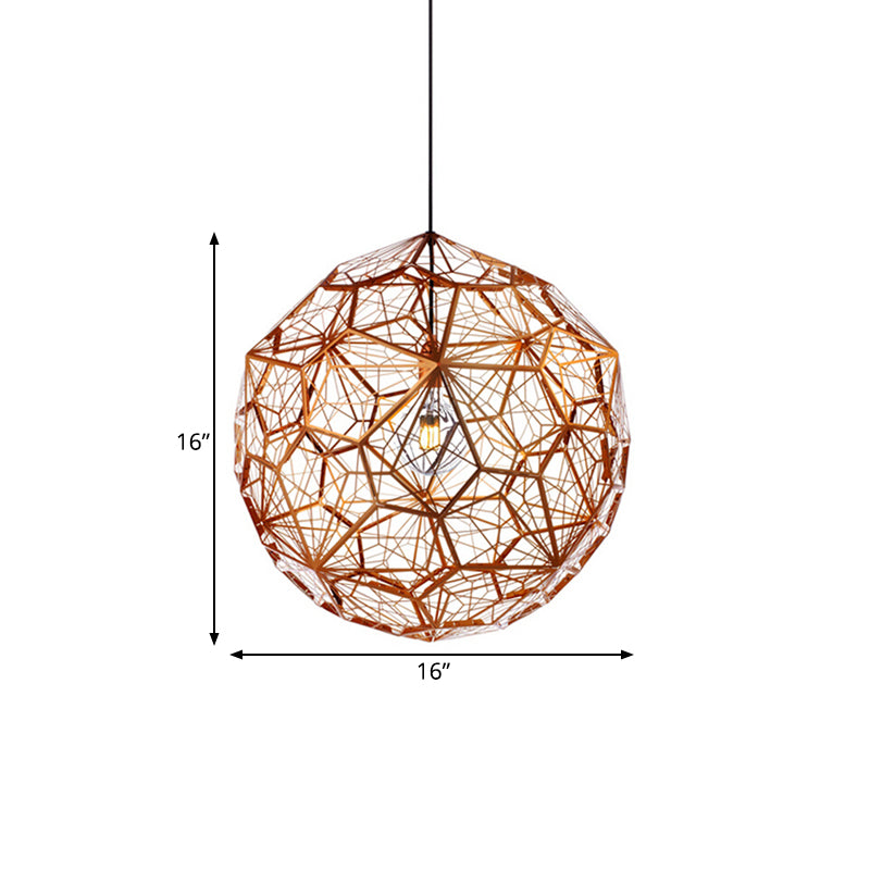 12"/16"/19.5"W Faceted Globe Pendant Lighting Contemporary Metal 1 Light Rose Gold Hanging Ceiling Light Clearhalo 'Ceiling Lights' 'Modern Pendants' 'Modern' 'Pendant Lights' 'Pendants' Lighting' 176999