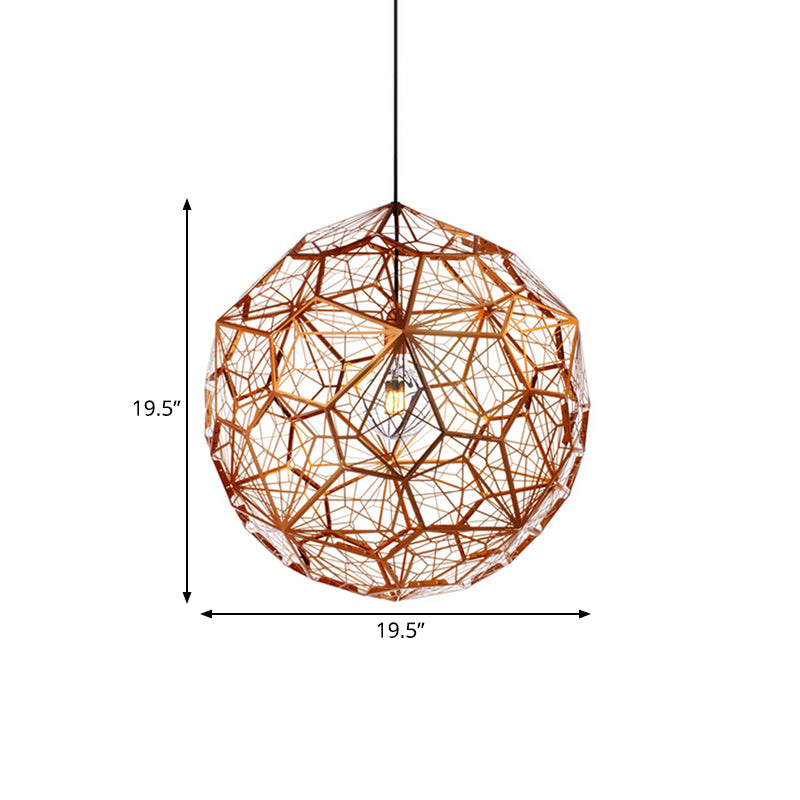 12"/16"/19.5"W Faceted Globe Pendant Lighting Contemporary Metal 1 Light Rose Gold Hanging Ceiling Light Clearhalo 'Ceiling Lights' 'Modern Pendants' 'Modern' 'Pendant Lights' 'Pendants' Lighting' 177000