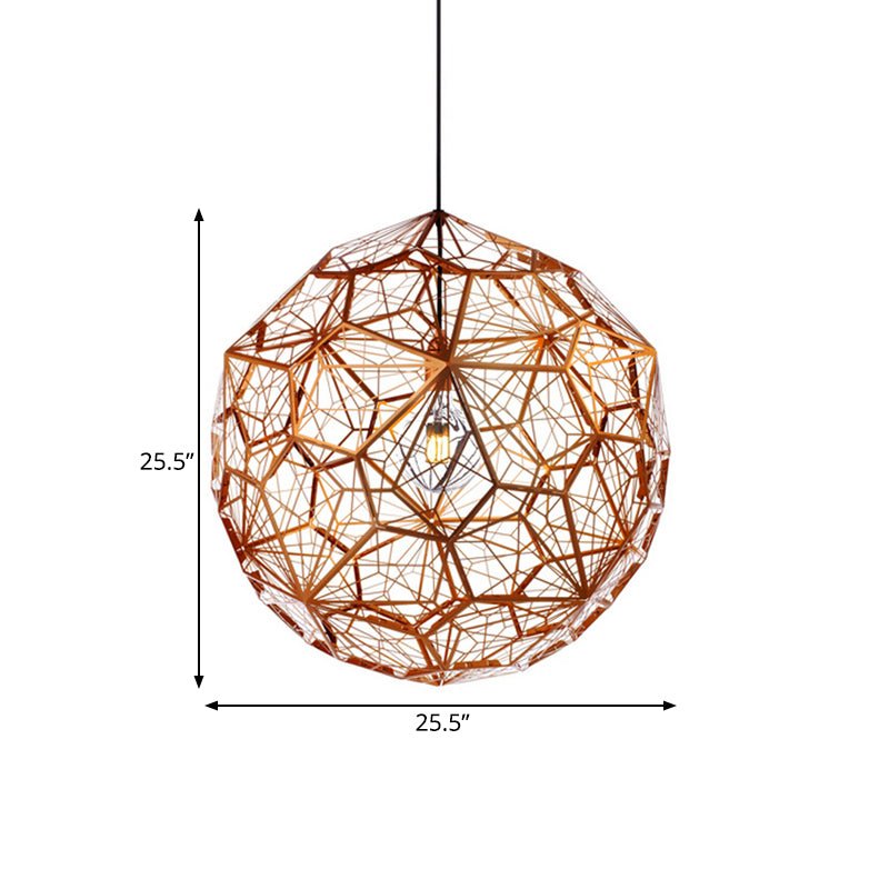 12"/16"/19.5"W Faceted Globe Pendant Lighting Contemporary Metal 1 Light Rose Gold Hanging Ceiling Light Clearhalo 'Ceiling Lights' 'Modern Pendants' 'Modern' 'Pendant Lights' 'Pendants' Lighting' 177001