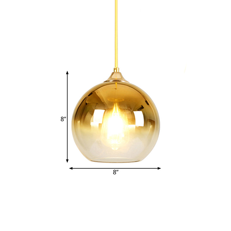 8"/10"/12"W Globe Pendant Lighting Nordic Glass 1 Light Sliver/Gold/Rose Gold Hanging Light Clearhalo 'Ceiling Lights' 'Glass shade' 'Glass' 'Modern Pendants' 'Modern' 'Pendant Lights' 'Pendants' Lighting' 177005