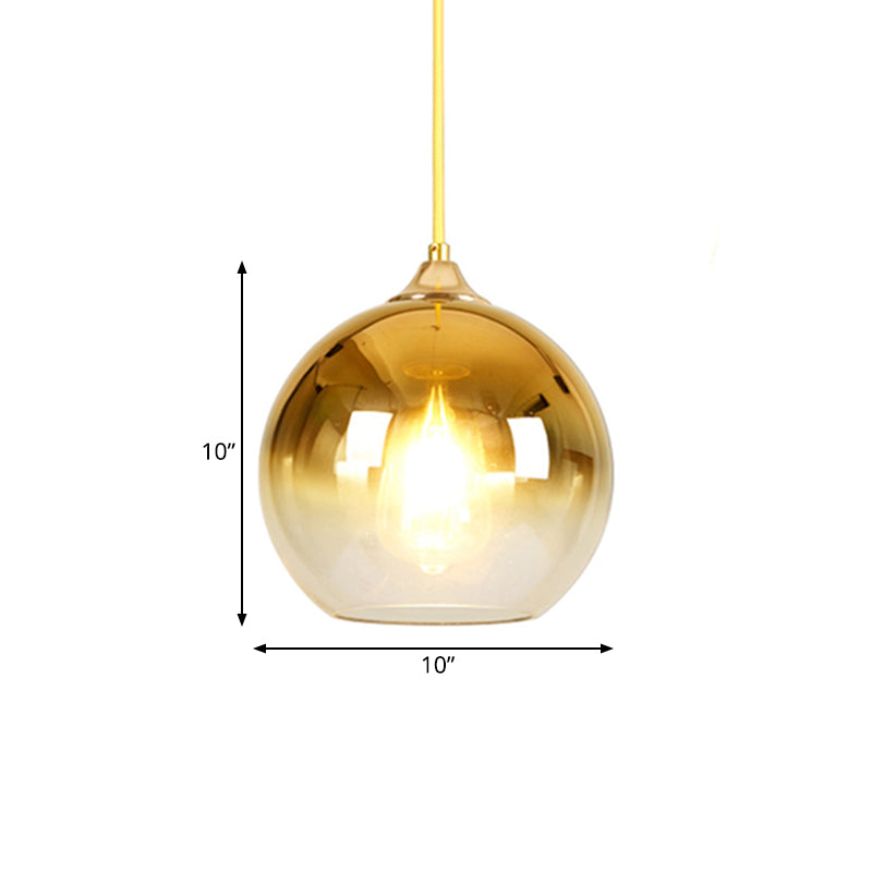 8"/10"/12"W Globe Pendant Lighting Nordic Glass 1 Light Sliver/Gold/Rose Gold Hanging Light Clearhalo 'Ceiling Lights' 'Glass shade' 'Glass' 'Modern Pendants' 'Modern' 'Pendant Lights' 'Pendants' Lighting' 177006