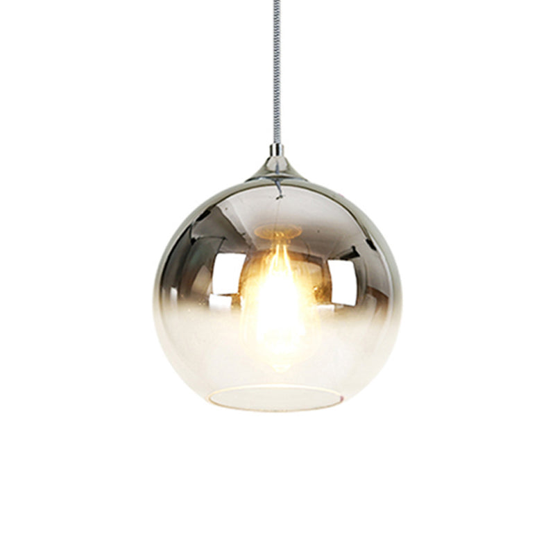 8"/10"/12"W Globe Pendant Lighting Nordic Glass 1 Light Sliver/Gold/Rose Gold Hanging Light Clearhalo 'Ceiling Lights' 'Glass shade' 'Glass' 'Modern Pendants' 'Modern' 'Pendant Lights' 'Pendants' Lighting' 177010