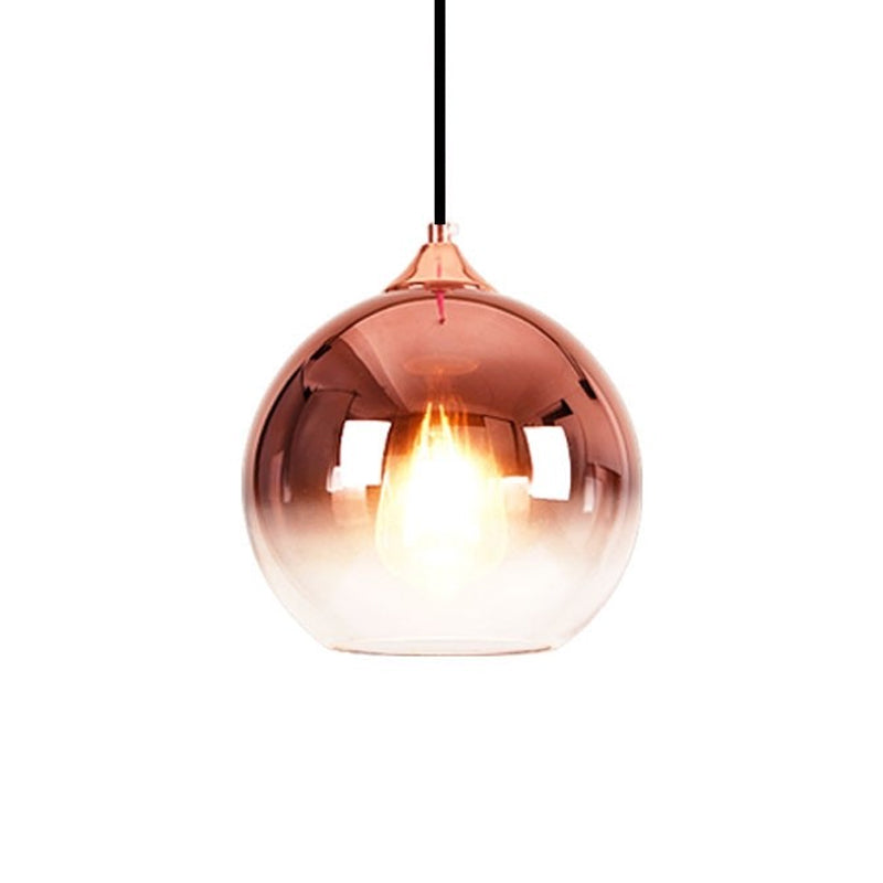 8"/10"/12"W Globe Pendant Lighting Nordic Glass 1 Light Sliver/Gold/Rose Gold Hanging Light Clearhalo 'Ceiling Lights' 'Glass shade' 'Glass' 'Modern Pendants' 'Modern' 'Pendant Lights' 'Pendants' Lighting' 177012