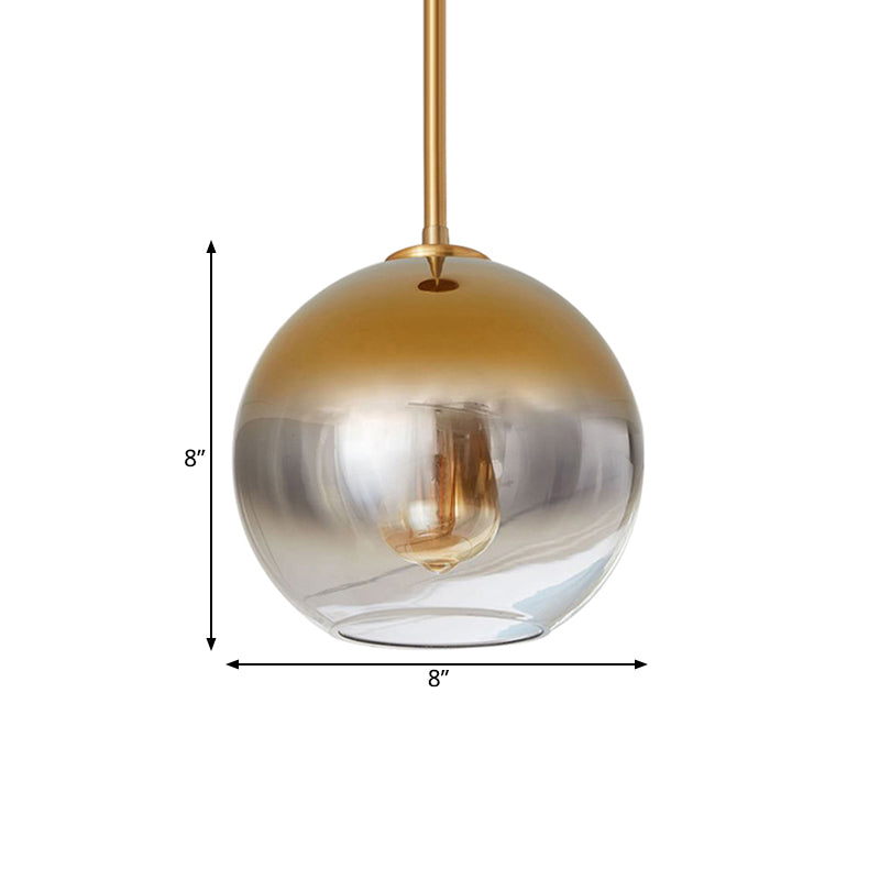 8"/10"/12"W Globe Pendant Lighting Nordic Glass 1 Light Sliver/Gold Hanging Light Clearhalo 'Ceiling Lights' 'Glass shade' 'Glass' 'Modern Pendants' 'Modern' 'Pendant Lights' 'Pendants' Lighting' 177017