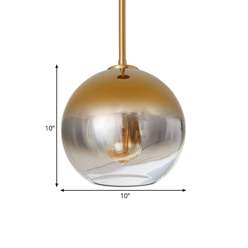 8"/10"/12"W Globe Pendant Lighting Nordic Glass 1 Light Sliver/Gold Hanging Light Clearhalo 'Ceiling Lights' 'Glass shade' 'Glass' 'Modern Pendants' 'Modern' 'Pendant Lights' 'Pendants' Lighting' 177018