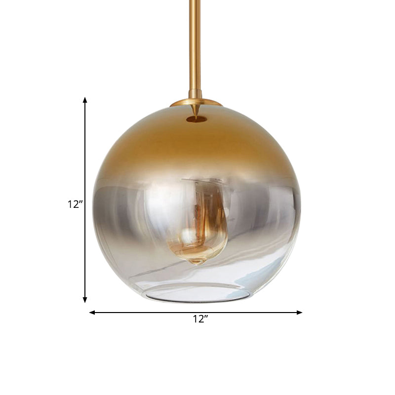 8"/10"/12"W Globe Pendant Lighting Nordic Glass 1 Light Sliver/Gold Hanging Light Clearhalo 'Ceiling Lights' 'Glass shade' 'Glass' 'Modern Pendants' 'Modern' 'Pendant Lights' 'Pendants' Lighting' 177019