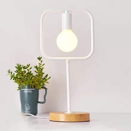 Metal Geometric Desk Light One Light Modern Stylish Desk Lamp in White for Study Room White Square Clearhalo 'Lamps' 'Table Lamps' Lighting' 17704