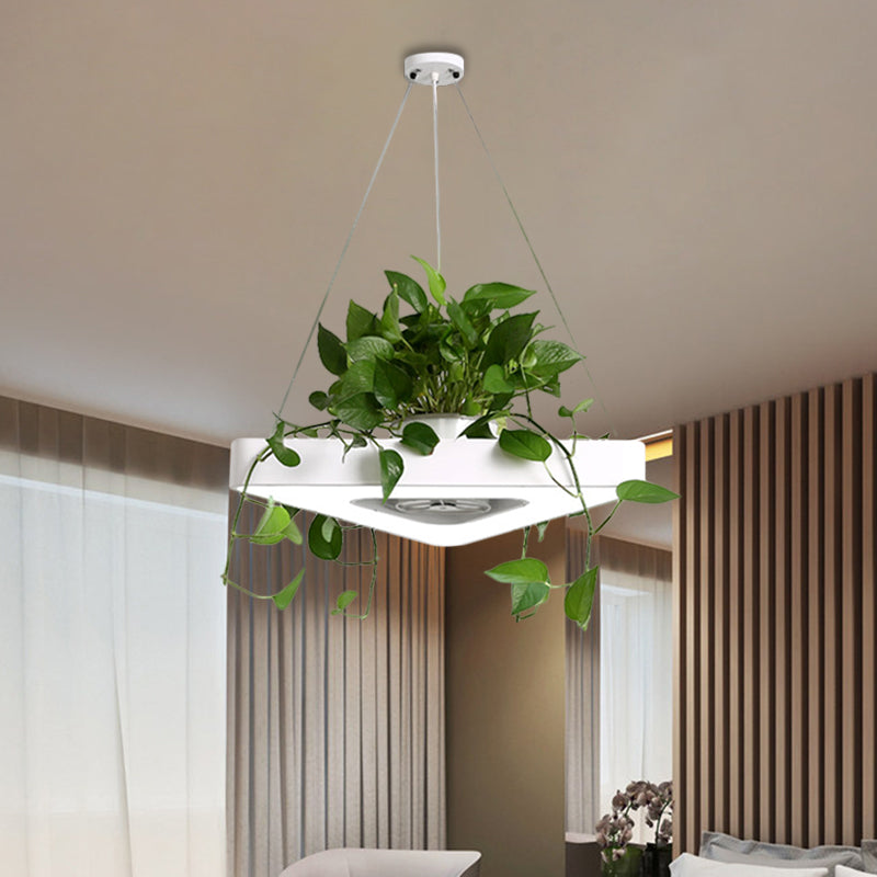 Triangle Black/White Acrylic Chandelier Lamp Farmhouse Dining Room LED Pendant Light in Warm/White Light Clearhalo 'Ceiling Lights' 'Chandeliers' Lighting' options 1770956