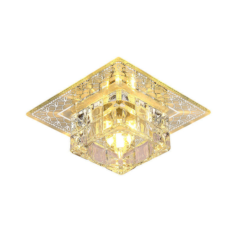 Modern LED Flush Mount Lamp Chrome Ceiling Flush with Clear Crystal Shade in Warm/White/Multi Color Light Clearhalo 'Ceiling Lights' 'Close To Ceiling Lights' 'Close to ceiling' 'Flush mount' Lighting' 1770979