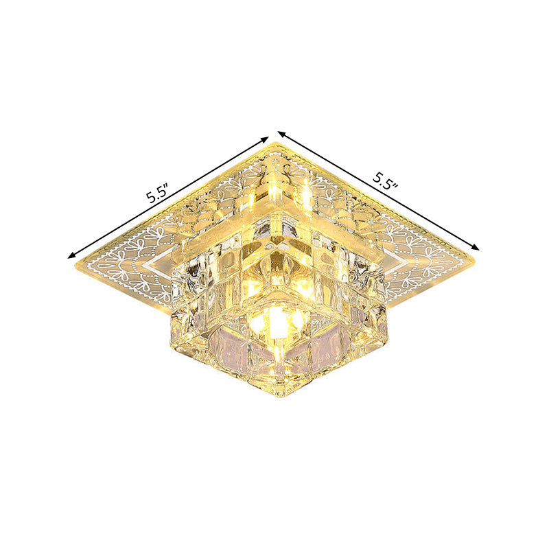 Modern LED Flush Mount Lamp Chrome Ceiling Flush with Clear Crystal Shade in Warm/White/Multi Color Light Clearhalo 'Ceiling Lights' 'Close To Ceiling Lights' 'Close to ceiling' 'Flush mount' Lighting' 1770980