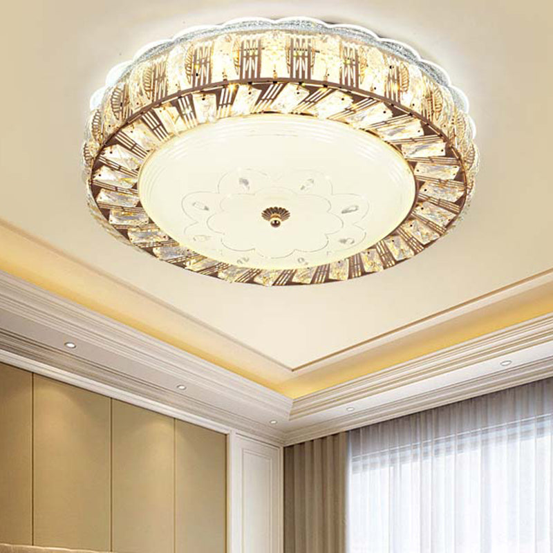 Bowl Shaped Flush Mount Lamp Modernist Beveled Crystal LED Gold Ceiling Light Fixture with Flower/Burst Pattern Gold B Clearhalo 'Ceiling Lights' 'Close To Ceiling Lights' 'Close to ceiling' 'Flush mount' Lighting' 1770981