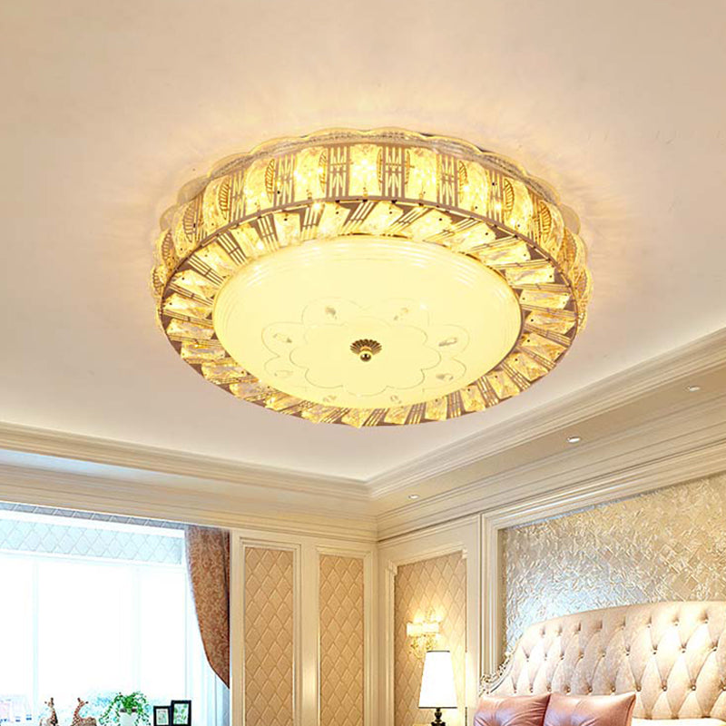 Bowl Shaped Flush Mount Lamp Modernist Beveled Crystal LED Gold Ceiling Light Fixture with Flower/Burst Pattern Clearhalo 'Ceiling Lights' 'Close To Ceiling Lights' 'Close to ceiling' 'Flush mount' Lighting' 1770982