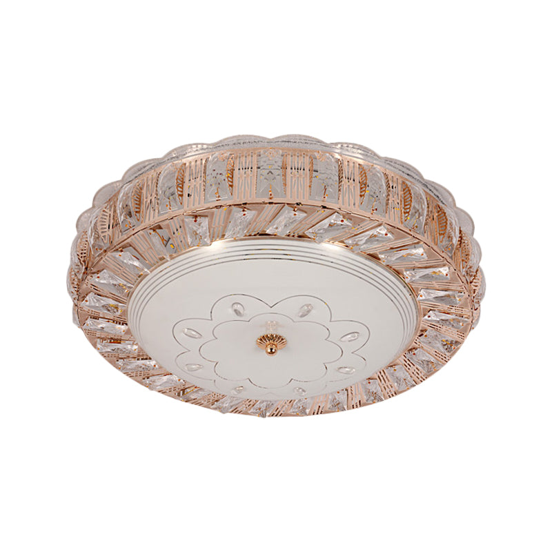 Bowl Shaped Flush Mount Lamp Modernist Beveled Crystal LED Gold Ceiling Light Fixture with Flower/Burst Pattern Clearhalo 'Ceiling Lights' 'Close To Ceiling Lights' 'Close to ceiling' 'Flush mount' Lighting' 1770983