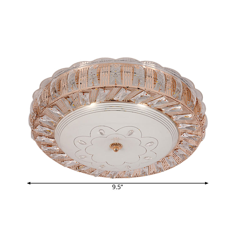 Bowl Shaped Flush Mount Lamp Modernist Beveled Crystal LED Gold Ceiling Light Fixture with Flower/Burst Pattern Clearhalo 'Ceiling Lights' 'Close To Ceiling Lights' 'Close to ceiling' 'Flush mount' Lighting' 1770984