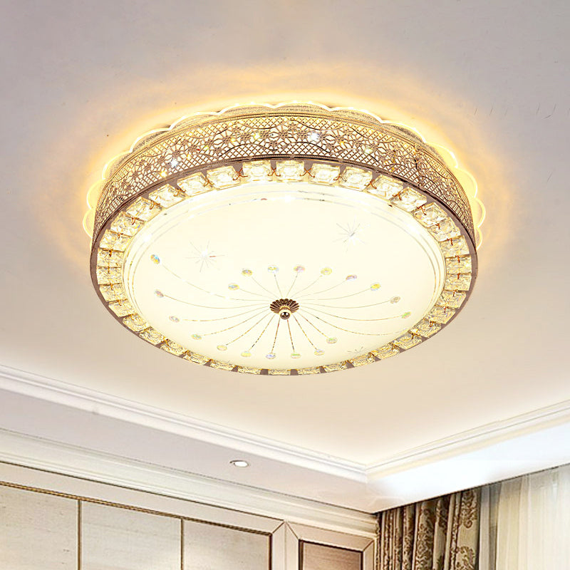 Bowl Shaped Flush Mount Lamp Modernist Beveled Crystal LED Gold Ceiling Light Fixture with Flower/Burst Pattern Gold A Clearhalo 'Ceiling Lights' 'Close To Ceiling Lights' 'Close to ceiling' 'Flush mount' Lighting' 1770985