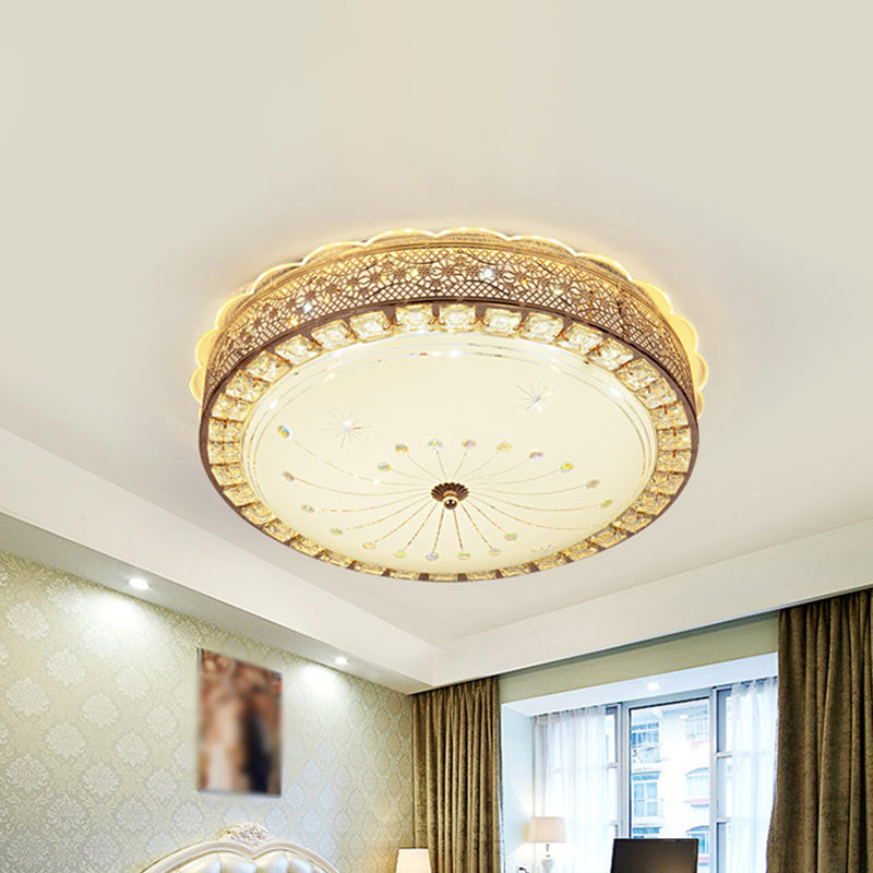 Bowl Shaped Flush Mount Lamp Modernist Beveled Crystal LED Gold Ceiling Light Fixture with Flower/Burst Pattern Clearhalo 'Ceiling Lights' 'Close To Ceiling Lights' 'Close to ceiling' 'Flush mount' Lighting' 1770986