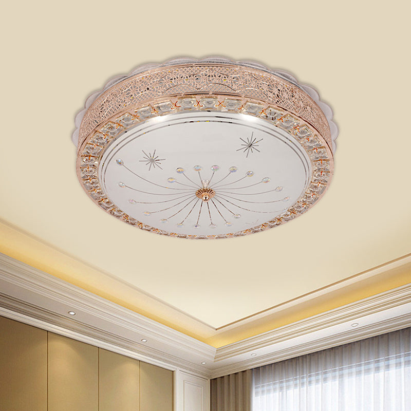 Bowl Shaped Flush Mount Lamp Modernist Beveled Crystal LED Gold Ceiling Light Fixture with Flower/Burst Pattern Clearhalo 'Ceiling Lights' 'Close To Ceiling Lights' 'Close to ceiling' 'Flush mount' Lighting' 1770987