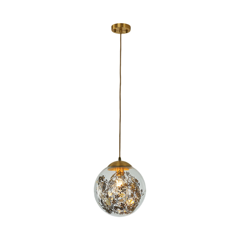 Clear Glass Global Pendulum Light Simplicity 1 Head Down Lighting Pendant in Brass Clearhalo 'Ceiling Lights' 'Glass shade' 'Glass' 'Modern Pendants' 'Modern' 'Pendant Lights' 'Pendants' Lighting' 1771022