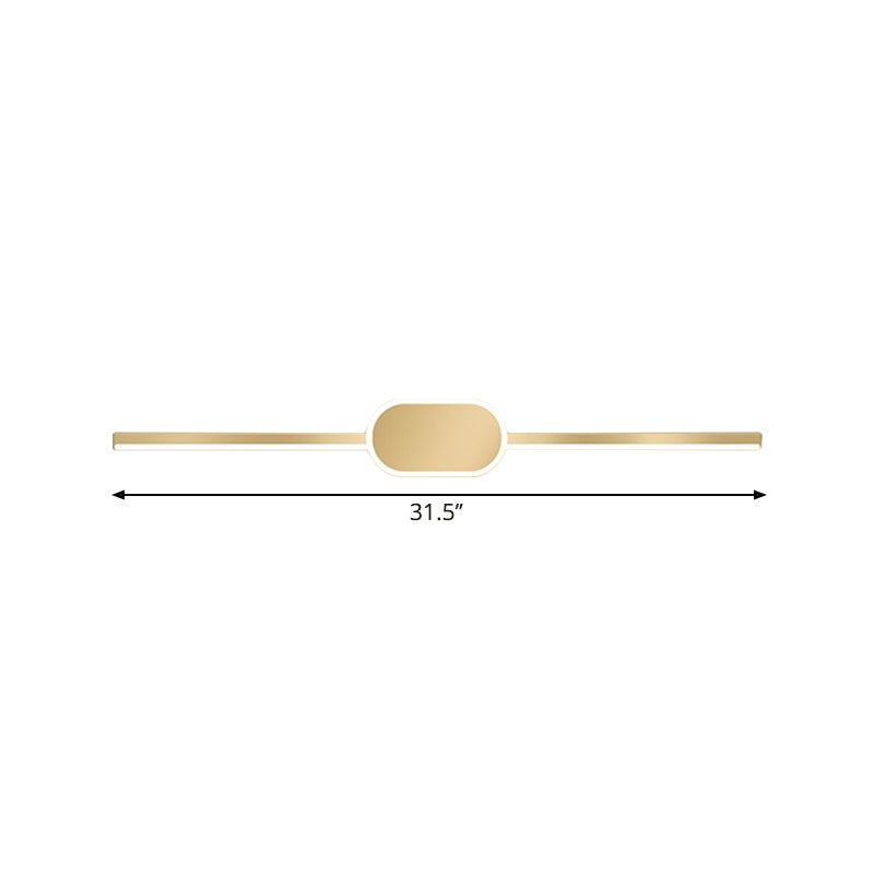 16"/23.5"/31.5" W Linear Vanity Sconce Simple Style Metallic LED Gold Wall Mounted Lighting Fixture Clearhalo 'Cast Iron' 'Glass' 'Industrial' 'Modern wall lights' 'Modern' 'Tiffany' 'Traditional wall lights' 'Vanity Lights' 'Wall Lights' Lighting' 1771029