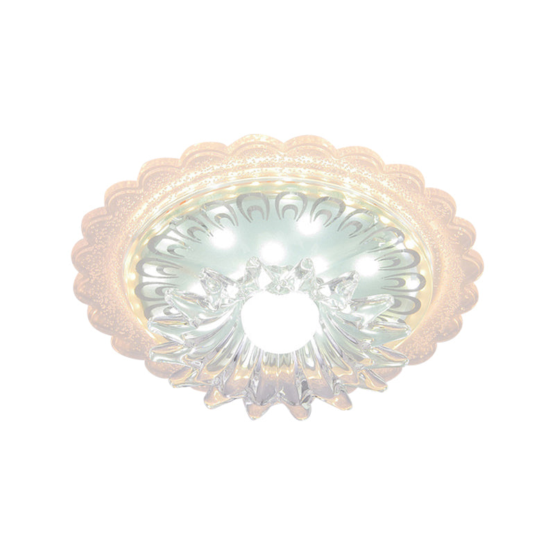 7"/9" W Bloom Flush Mount Lamp Minimal Clear Crystal LED White Close to Ceiling Lighting for Corridor Clearhalo 'Ceiling Lights' 'Close To Ceiling Lights' 'Close to ceiling' 'Flush mount' Lighting' 1771045