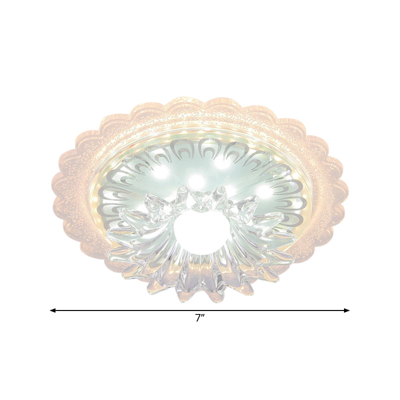 7"/9" W Bloom Flush Mount Lamp Minimal Clear Crystal LED White Close to Ceiling Lighting for Corridor Clearhalo 'Ceiling Lights' 'Close To Ceiling Lights' 'Close to ceiling' 'Flush mount' Lighting' 1771046