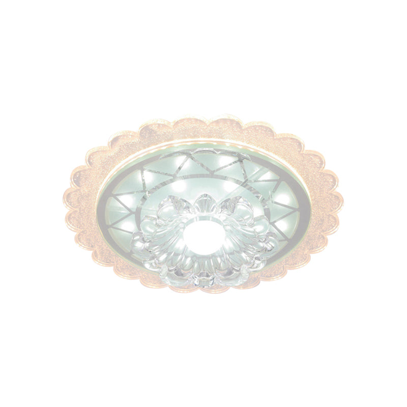 7"/9" W Bloom Flush Mount Lamp Minimal Clear Crystal LED White Close to Ceiling Lighting for Corridor Clearhalo 'Ceiling Lights' 'Close To Ceiling Lights' 'Close to ceiling' 'Flush mount' Lighting' 1771050