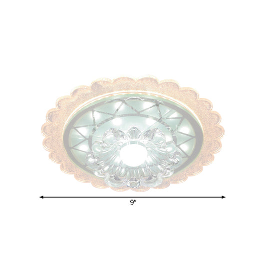 7"/9" W Bloom Flush Mount Lamp Minimal Clear Crystal LED White Close to Ceiling Lighting for Corridor Clearhalo 'Ceiling Lights' 'Close To Ceiling Lights' 'Close to ceiling' 'Flush mount' Lighting' 1771051