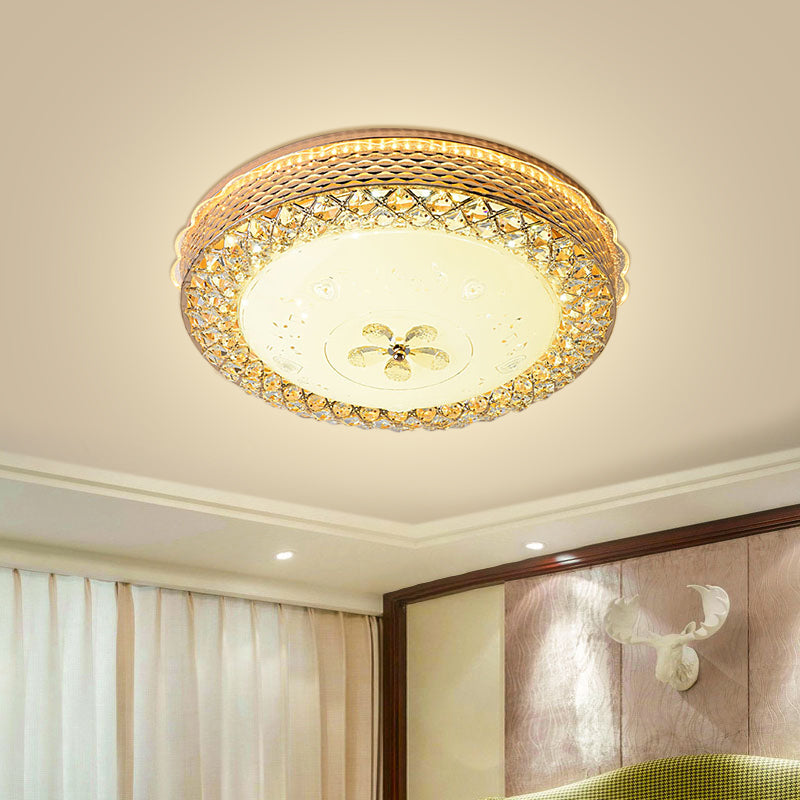 Beveled Crystal Bowl Ceiling Fixture Modernist LED Gold Flush Mount Light with Floral Pattern Clearhalo 'Ceiling Lights' 'Close To Ceiling Lights' 'Close to ceiling' 'Flush mount' Lighting' 1771053