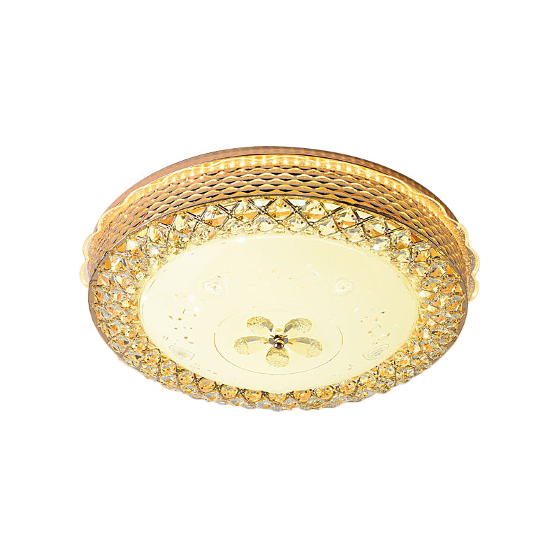 Beveled Crystal Bowl Ceiling Fixture Modernist LED Gold Flush Mount Light with Floral Pattern Clearhalo 'Ceiling Lights' 'Close To Ceiling Lights' 'Close to ceiling' 'Flush mount' Lighting' 1771054