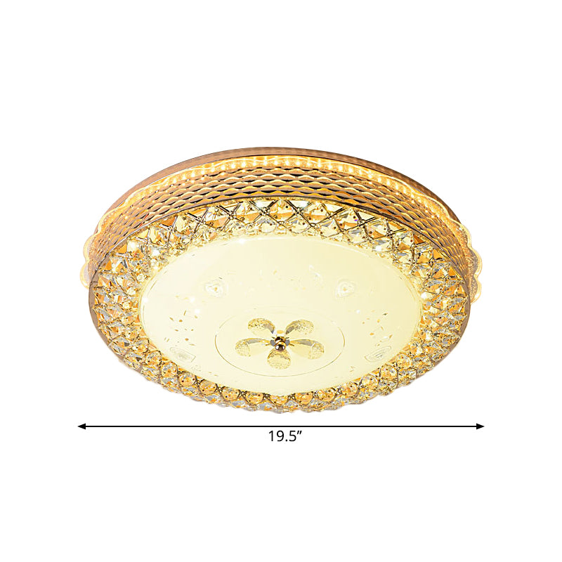 Beveled Crystal Bowl Ceiling Fixture Modernist LED Gold Flush Mount Light with Floral Pattern Clearhalo 'Ceiling Lights' 'Close To Ceiling Lights' 'Close to ceiling' 'Flush mount' Lighting' 1771055