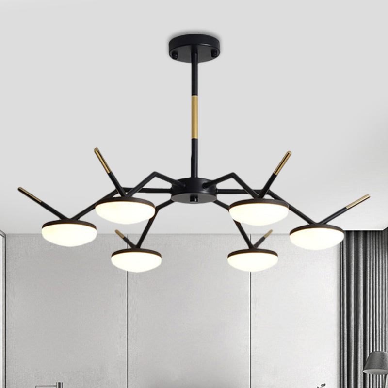 Metallic Circle Chandelier Lamp Modernism LED Black Ceiling Hang Fixture with Broken Line Arm Black Clearhalo 'Ceiling Lights' 'Chandeliers' 'Modern Chandeliers' 'Modern' Lighting' 1771060