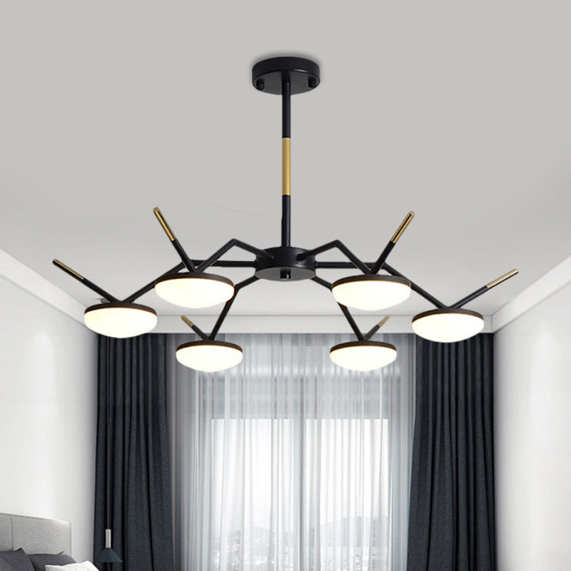 Metallic Circle Chandelier Lamp Modernism LED Black Ceiling Hang Fixture with Broken Line Arm Clearhalo 'Ceiling Lights' 'Chandeliers' 'Modern Chandeliers' 'Modern' Lighting' 1771061