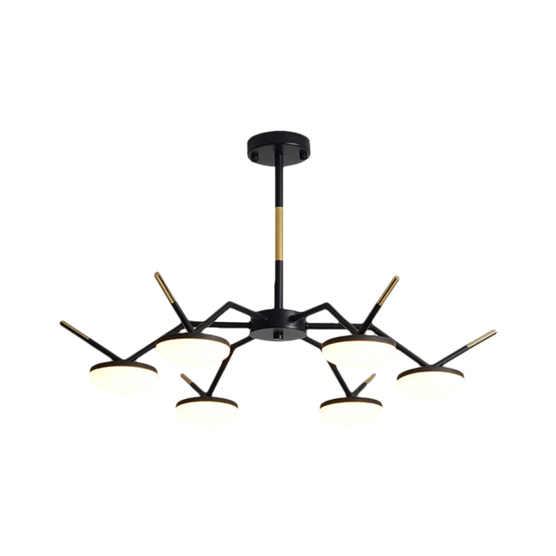 Metallic Circle Chandelier Lamp Modernism LED Black Ceiling Hang Fixture with Broken Line Arm Clearhalo 'Ceiling Lights' 'Chandeliers' 'Modern Chandeliers' 'Modern' Lighting' 1771062