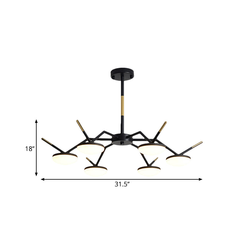 Metallic Circle Chandelier Lamp Modernism LED Black Ceiling Hang Fixture with Broken Line Arm Clearhalo 'Ceiling Lights' 'Chandeliers' 'Modern Chandeliers' 'Modern' Lighting' 1771063